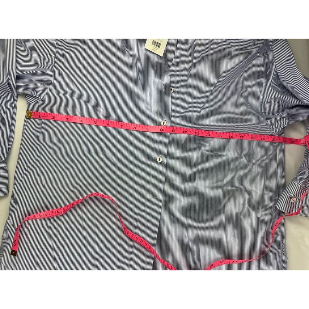 NWT Mer Sea Coastal Blue Pinstripe Essential Shirt Dress Size S/M - Picture 9 of 9